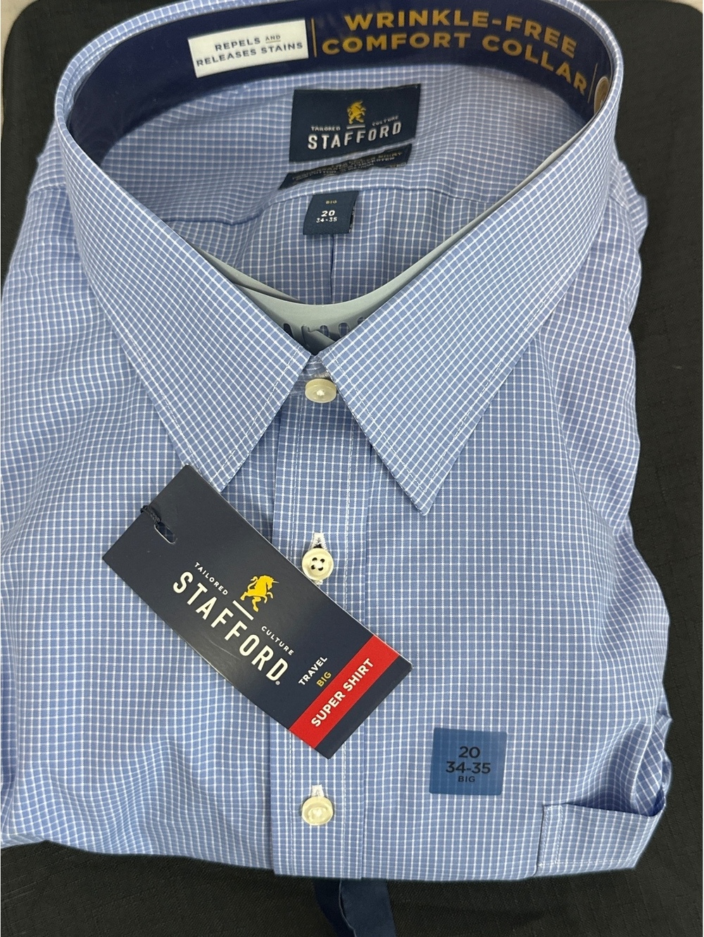 Stafford Travel Performance Shirt 20 34-35 NWT